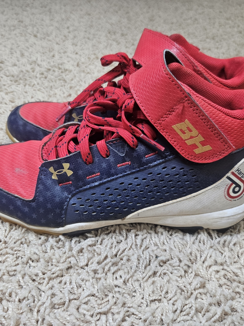 Bryce Harper Under Armour Kids Red and Navy Athletic Cleats